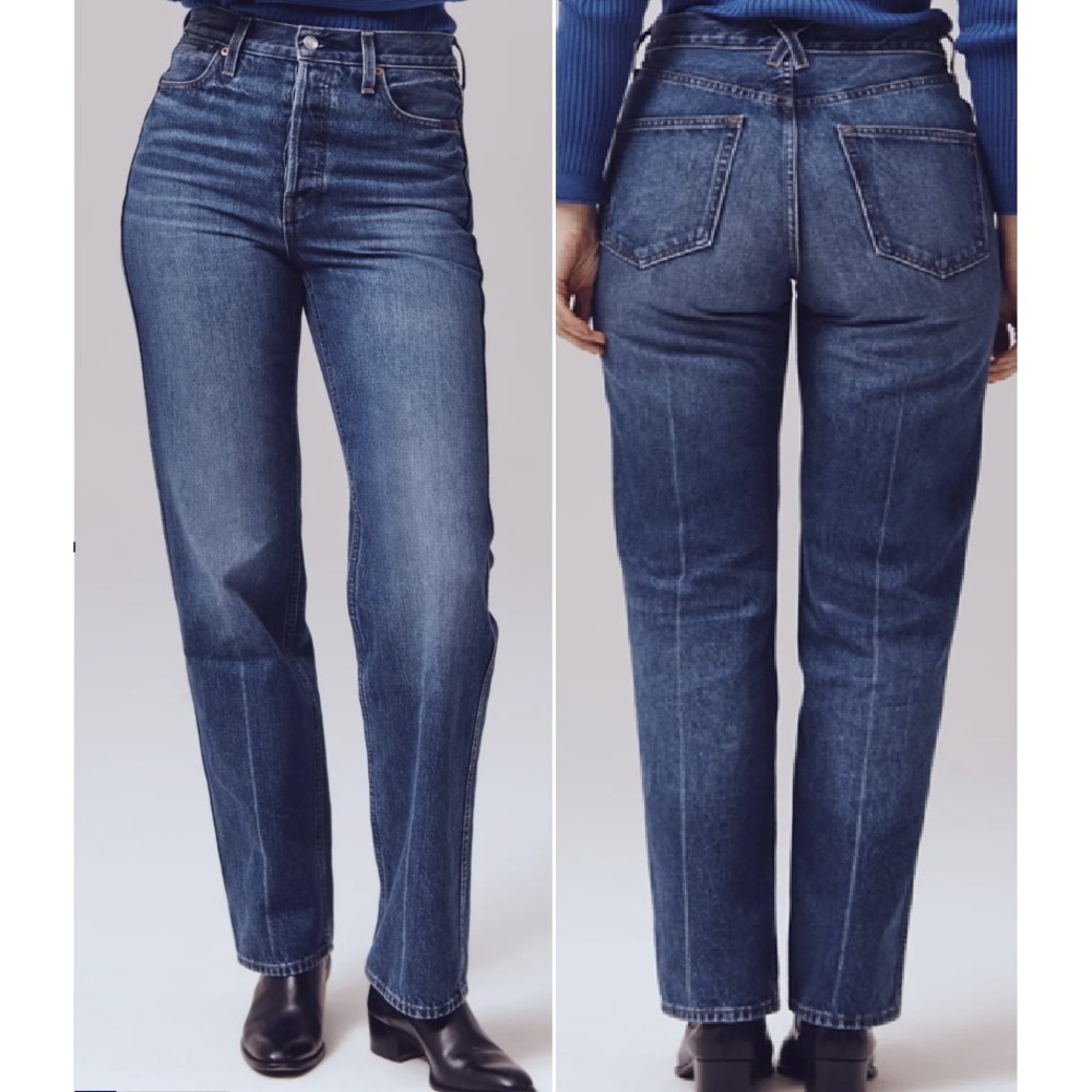 Alex Mill Carla High Rise Straight Jean Women 29 Vintage Dark Indigo Blue USA
